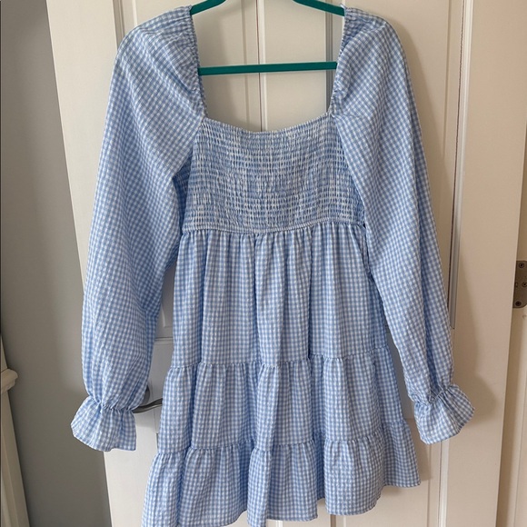 Blu Pepper Light Blue Gingham Mini Dress - Picture 3 of 5